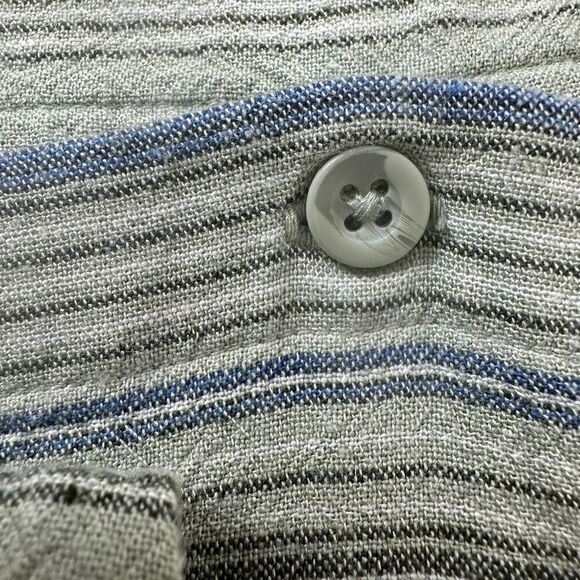 Cloth & Stone Women's S Button Back Linen Tee Shirt Dress Sage Green Stripe - Picture 6 of 11